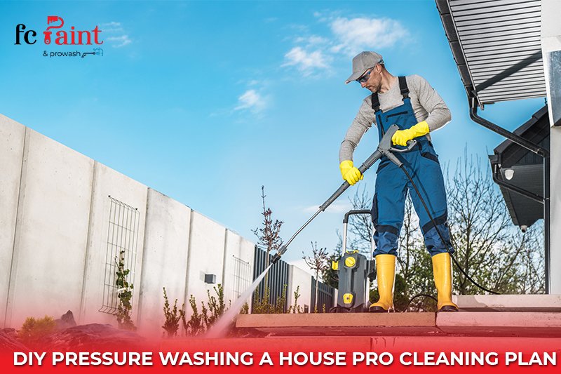 pressure washing a house